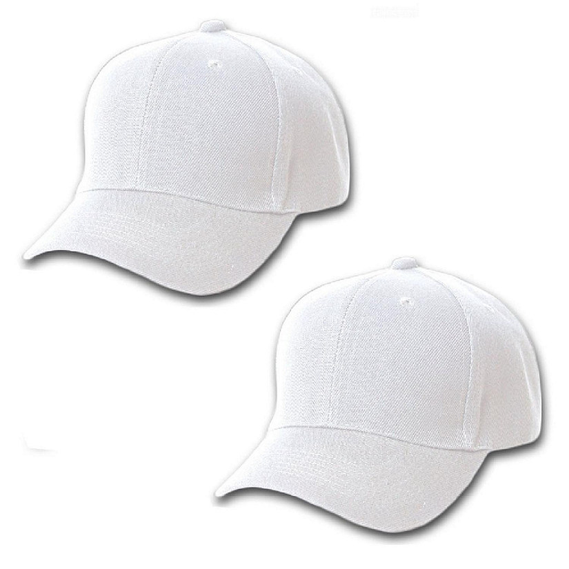 Mechaly Comfortable Solid Unisex Baseball Cap Hat - 2 Pack (White) Image