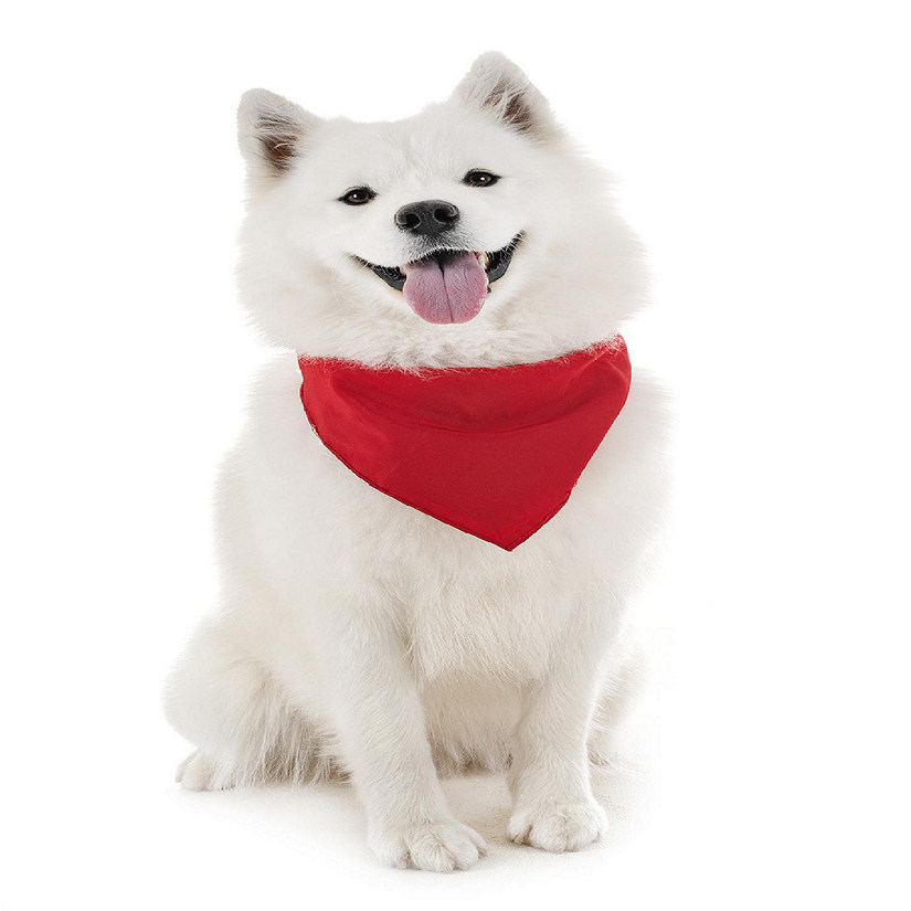 Mechaly Dog Plain Cotton Bandanas - 3 Pack - Scarf Triangle Bibs for Small & Large Puppies, Dogs and Cats (Red) Image