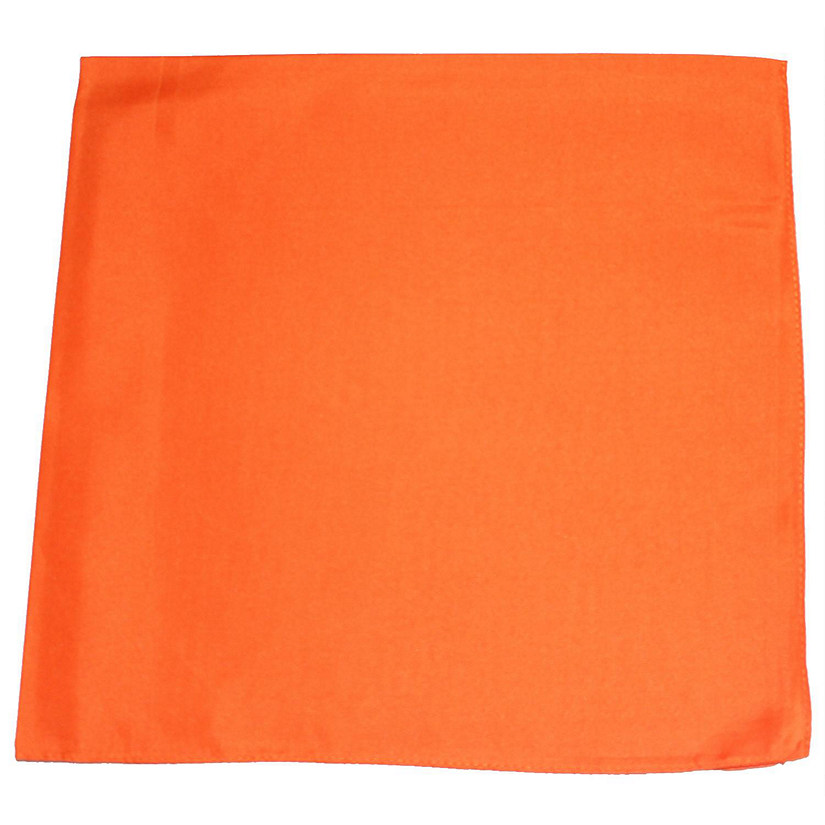 Mechaly Polyester Sewn Edges XL Solid Bandana - 27 x 27 Inches - 5 Pack (Orange) Image