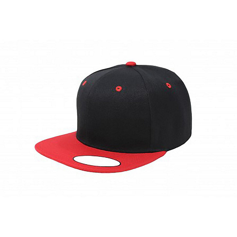 Mechaly Snapback Cap Hat Flatbrim Adjustable (Black & Red) Image