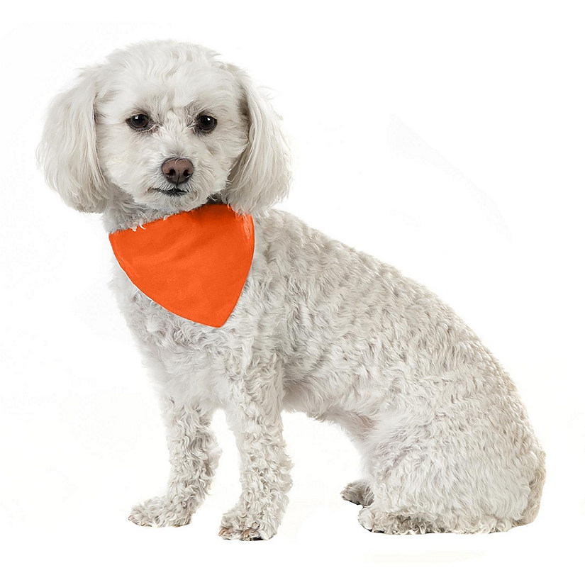Mechaly Solid Cotton Dog Bandana Triangle Bibs - Small and Medium Pets (Orange) Image