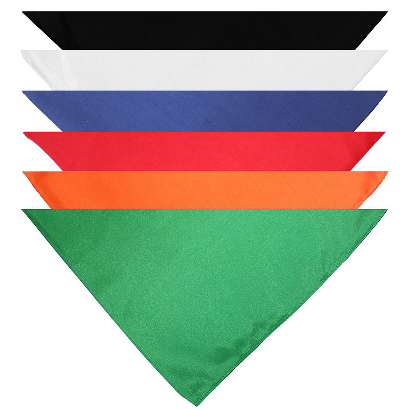 Mechaly Triangle Plain Bandanas - 6 Pack - Kerchiefs and Head Scarf (Mix) Image