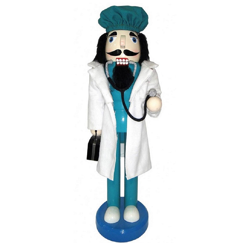 Medical Doctor with Stethoscope Wooden Christmas Nutcracker 14 Inch Decoration Image