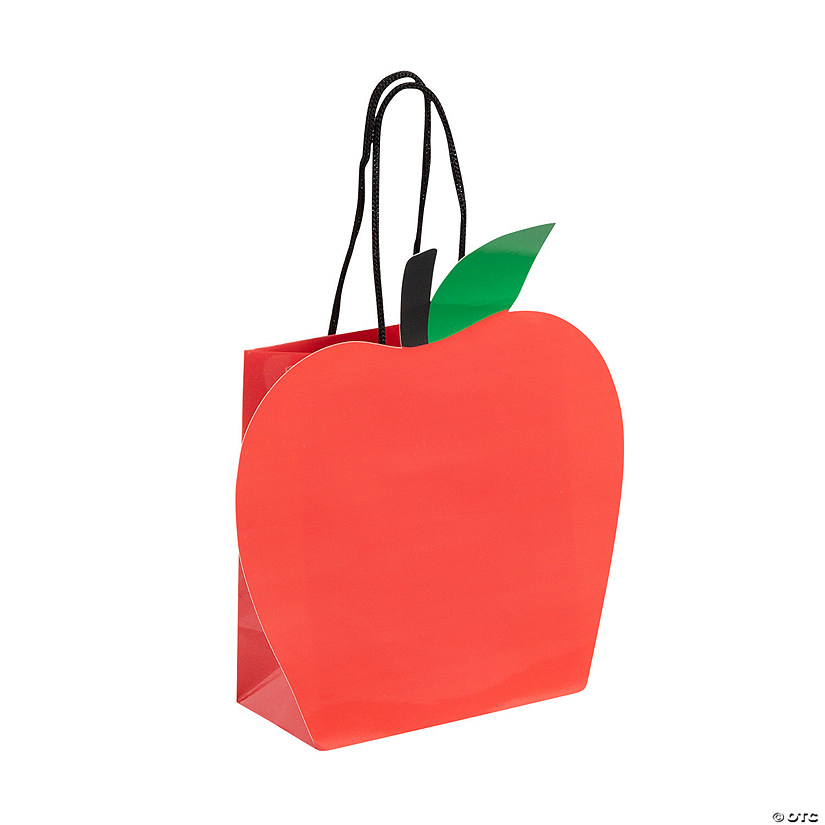 Medium Apple-Shaped Paper Gift Bags - 12 Pc. Image