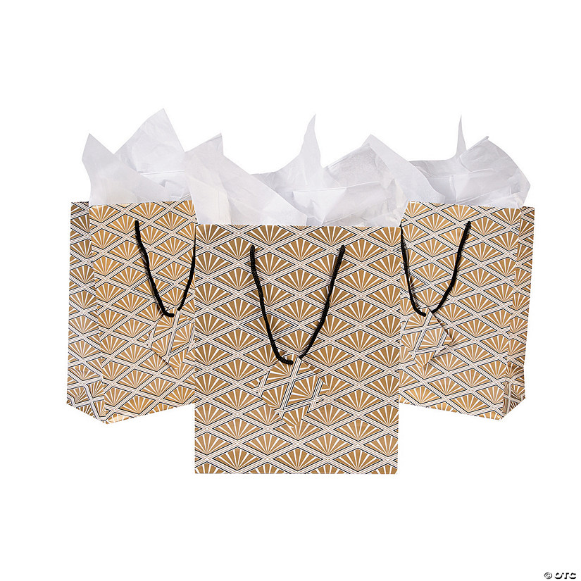 Medium Art Deco Gift Bags with Tags 12 Pc. Oriental Trading