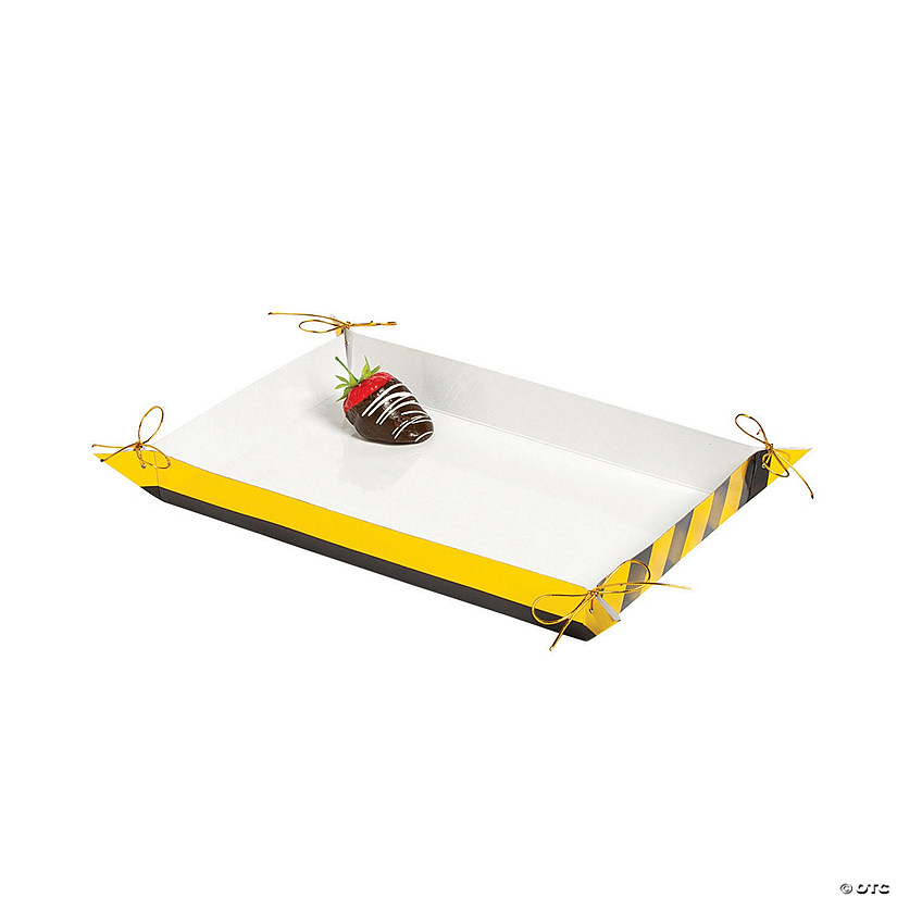 Medium Black &amp; Gold Striped Serving Trays - 2 Pc. Image
