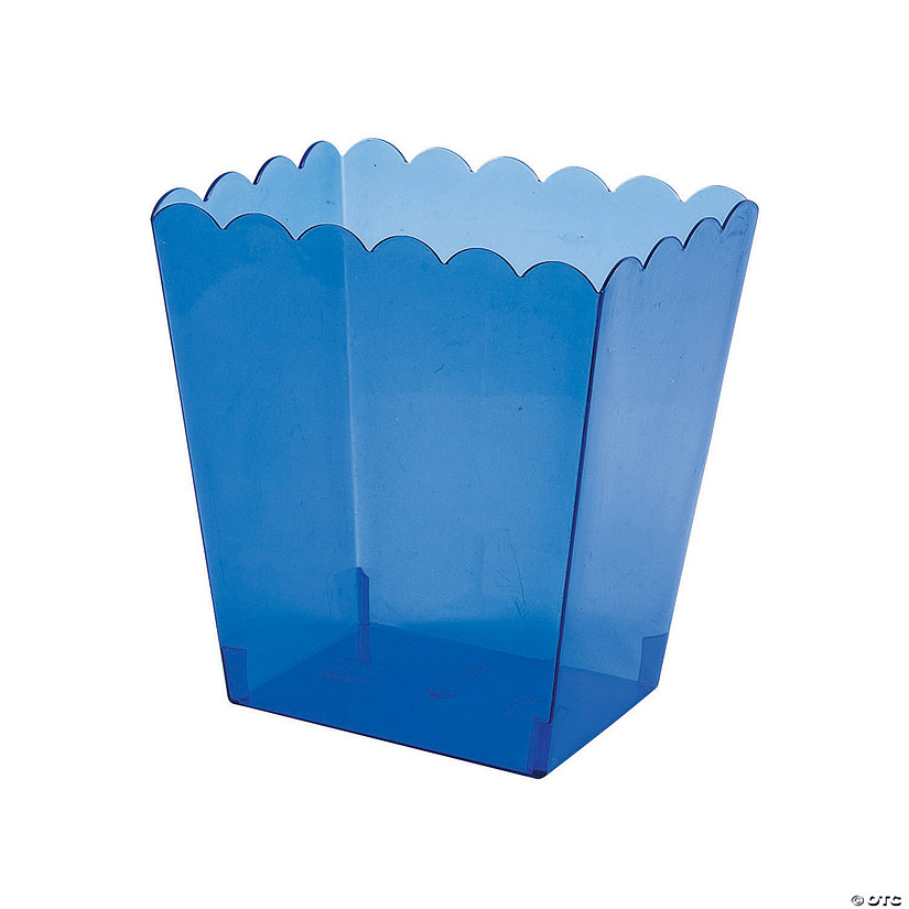 Medium Blue Scalloped Plastic Containers - 3 Pc. Image