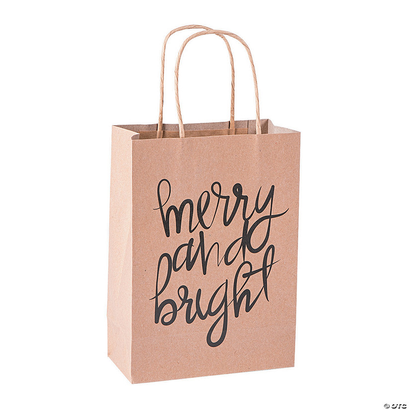 Medium Christmas Kraft Paper Gift Bags Image