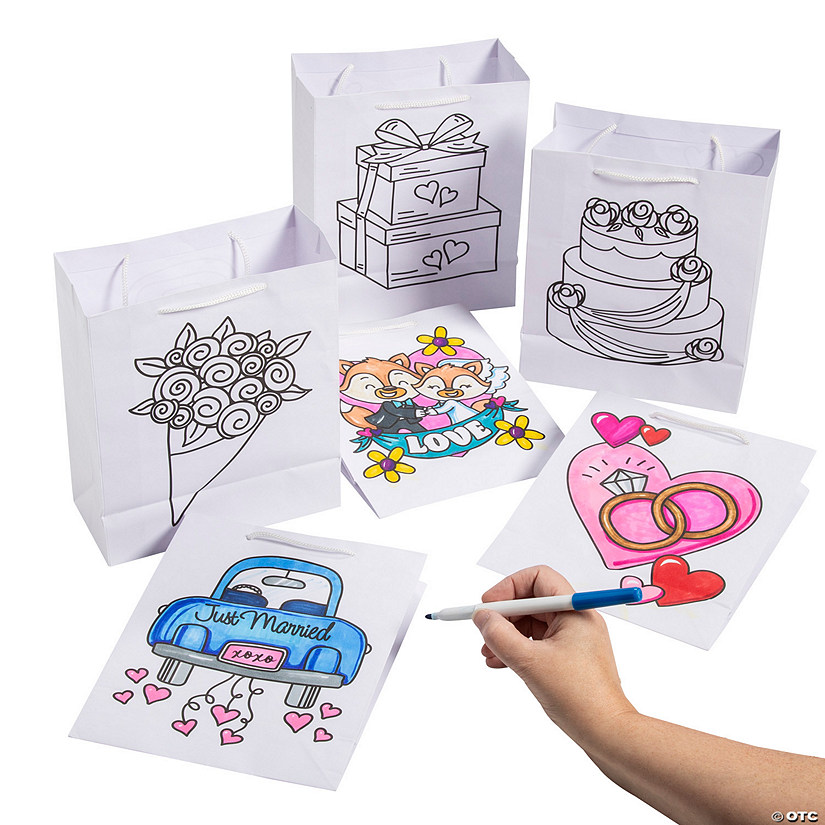 Medium Color Your Own Wedding Kids Gift Bags - 12 Pc. Image