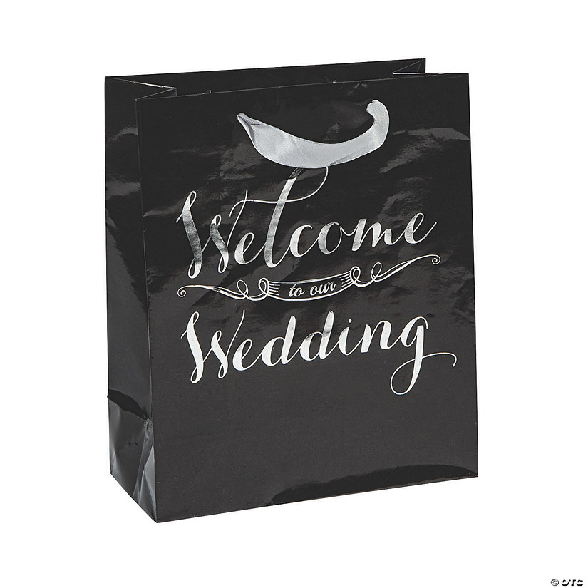 Medium Elegant Black Wedding Welcome Gift Bags - 12 Pc. Image