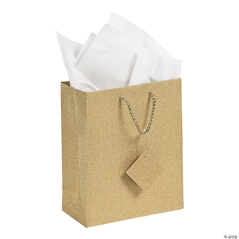 Medium Glitter Gift Bags with Tags - 12 Pc. Image