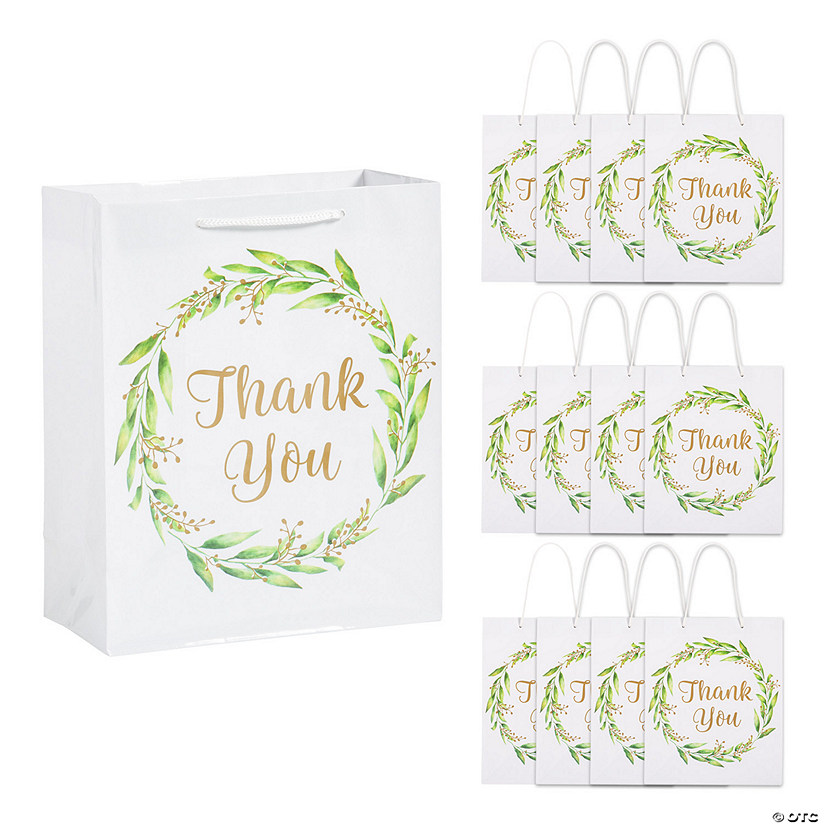Medium Greenery Thank You Gift Bags Oriental Trading