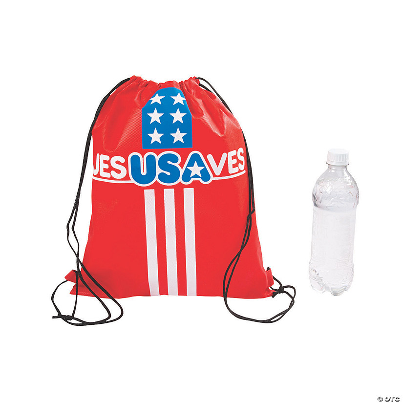 Medium Jesus Saves USA Drawstring Bags - 12 Pc. Image
