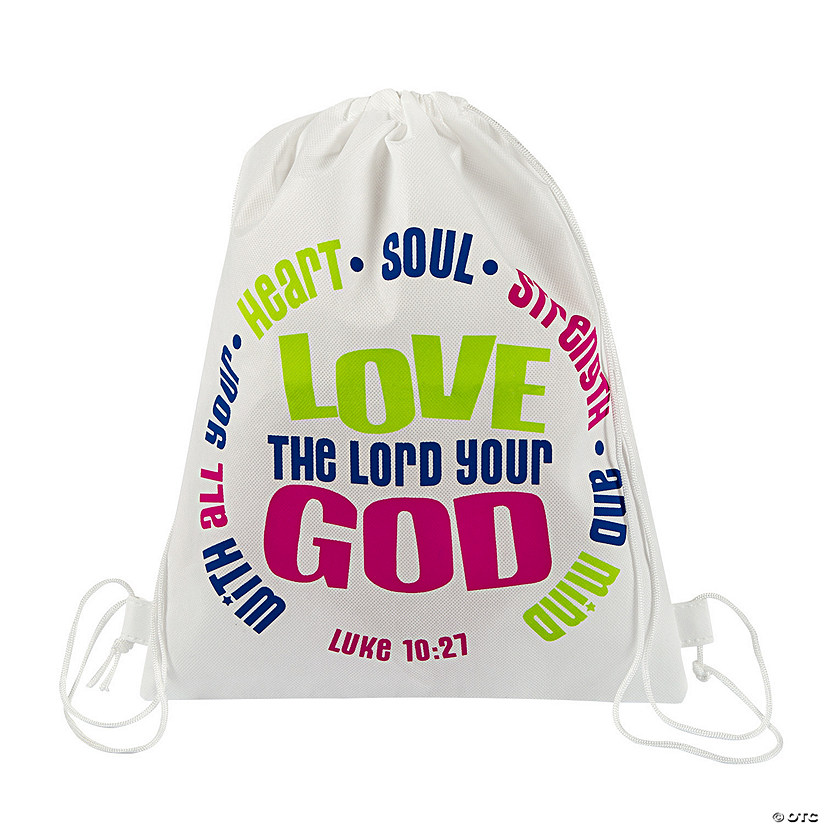 Medium Love Your God Drawstring Bags - 12 Pc. Image