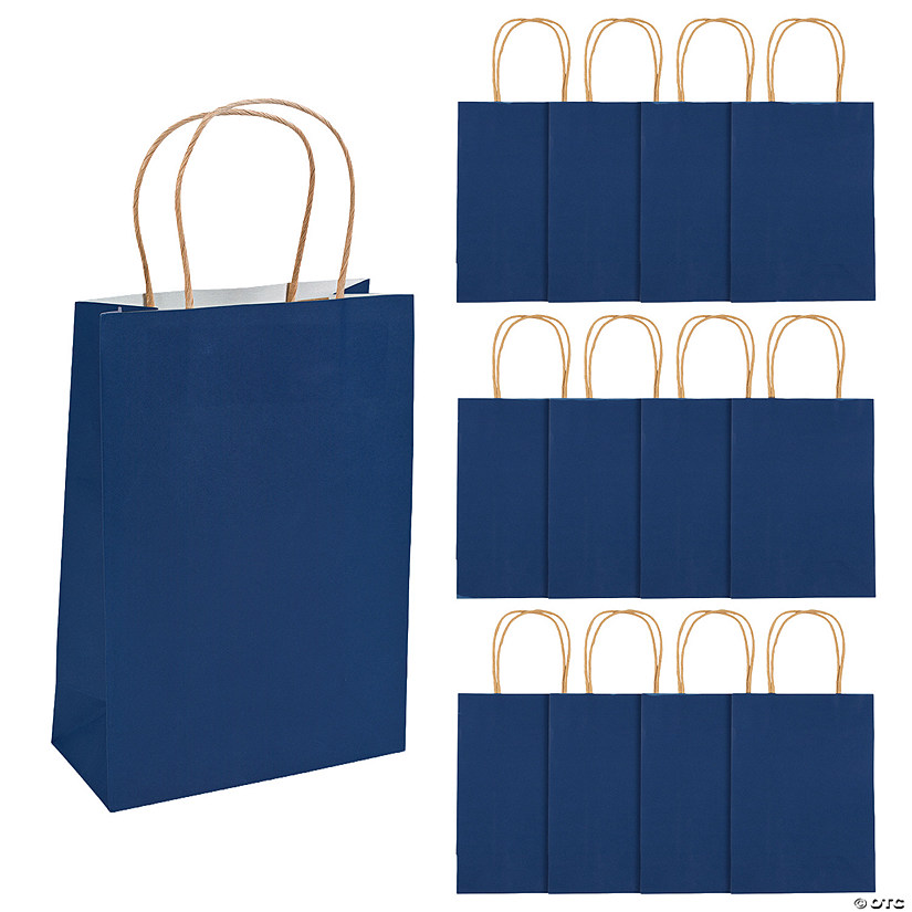 Medium Navy Kraft Paper Gift Bags Oriental Trading