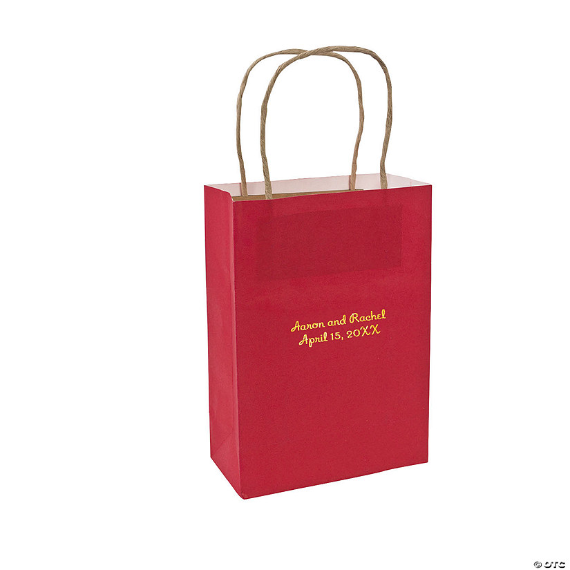 Medium Personalized Kraft Paper Gift Bags - 12 Pc. Image