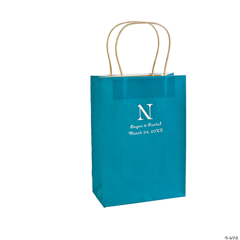 Medium Personalized Monogram Welcome Paper Gift Bags - 12 Pc. Image