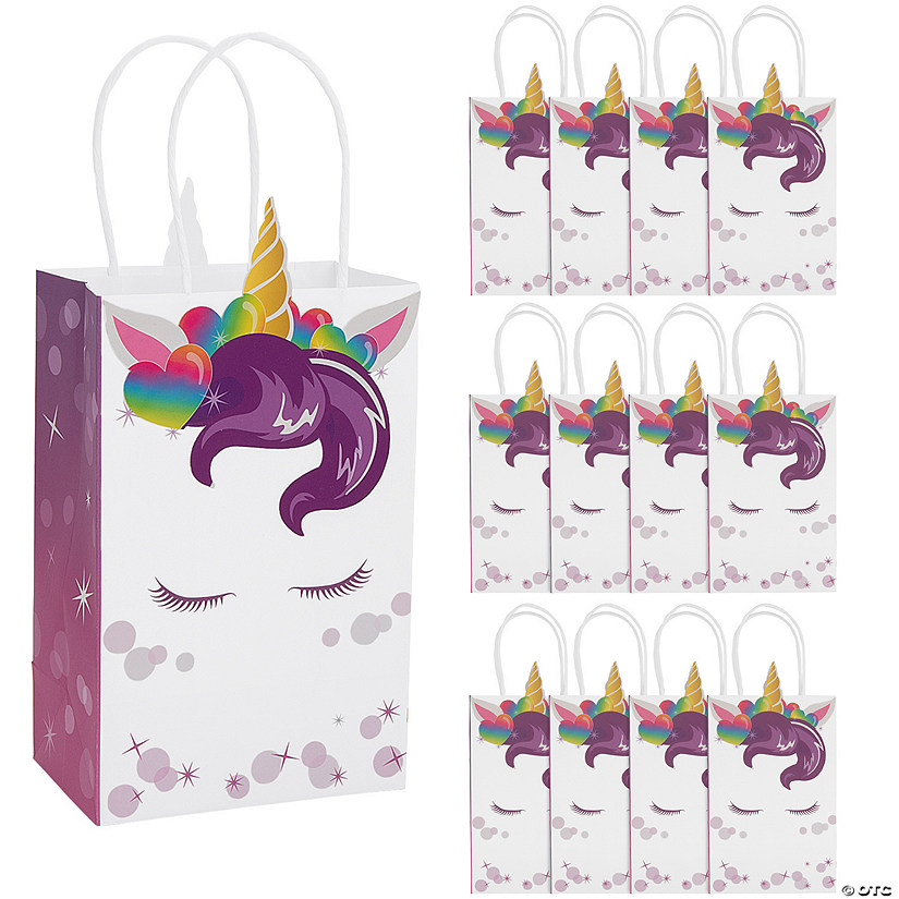 Medium Purple Unicorn Gift Bags - 12 Pc. Image