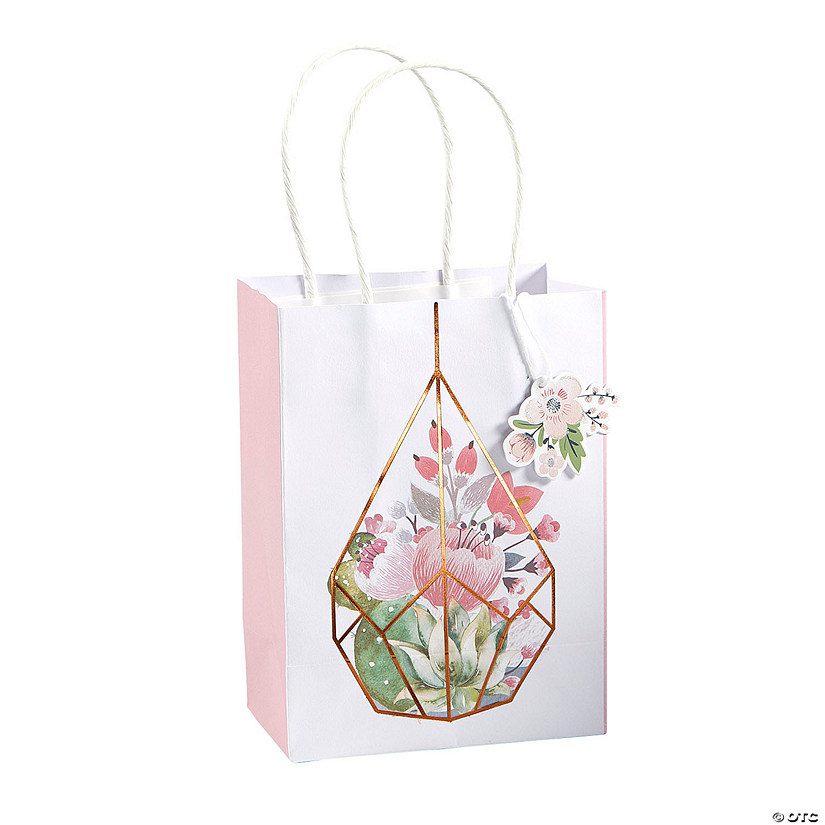 Medium Rose Gold Floral Gift Bags Image