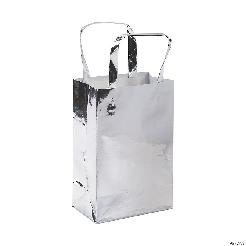Medium Silver Foil Gift Bags - 12 Pc. Image