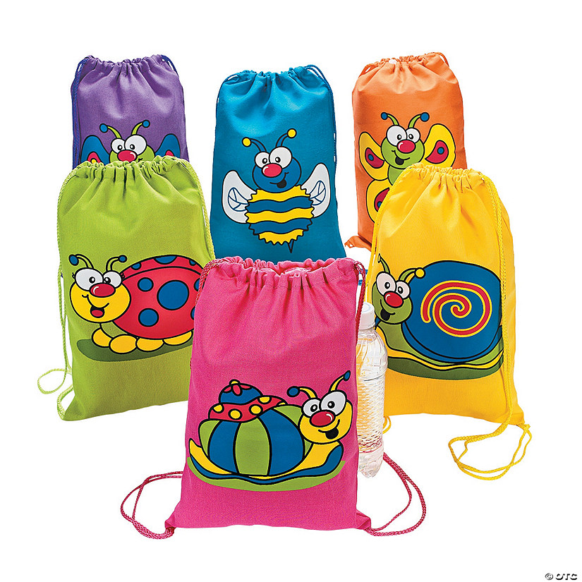 Medium Spring Bug Canvas Drawstring Bags Oriental Trading