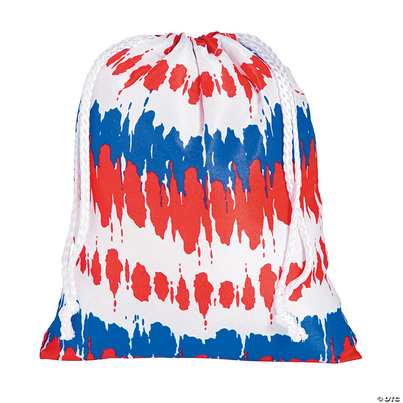 Medium Tie-Dyed Patriotic Drawstring Bags - 12 Pc. Image