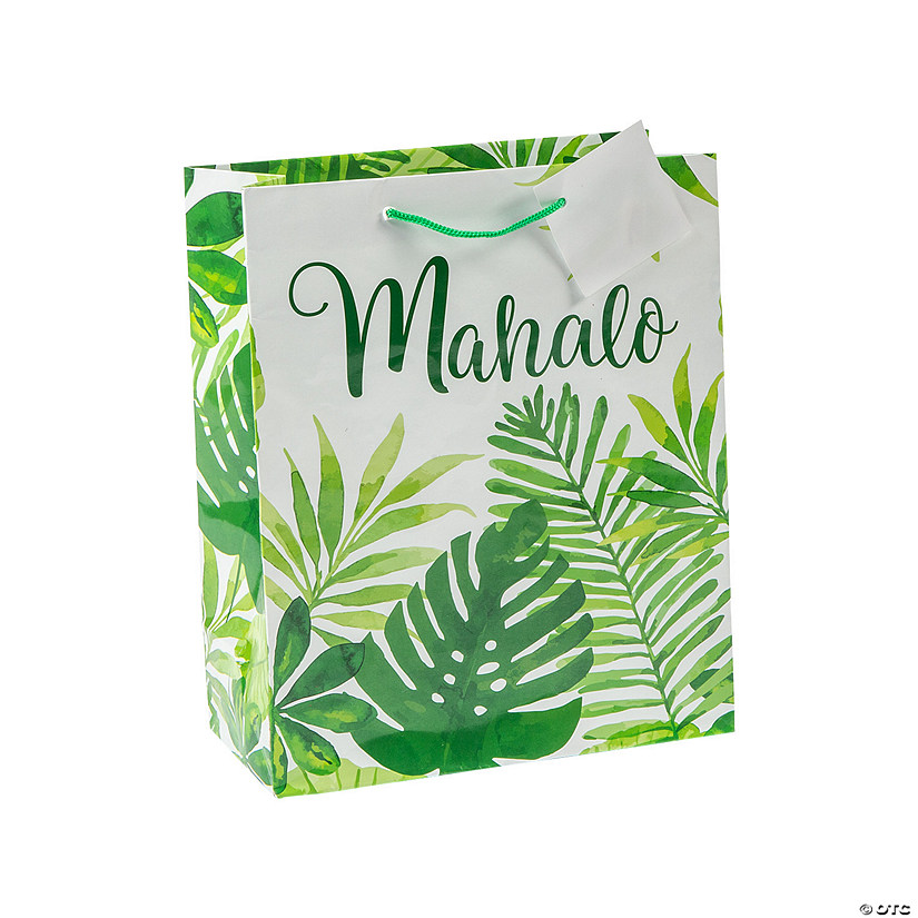 Medium Tropical Leaf Thank You Gift Bags &#8211; 12 Pc. Image