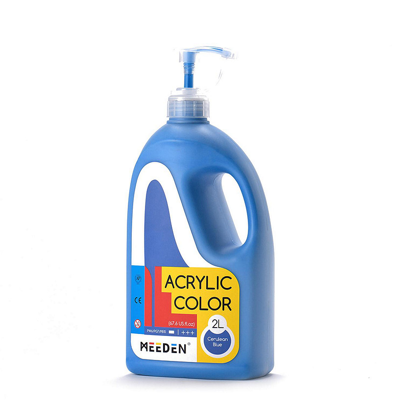 MEEDEN Cerulean Blue Acrylic Paint with Pump Lid, 1/2 Gallon (2L /67.6 oz.) Heavy-Body Non-Toxic Rich Pigment Color, Perfect for Art Class Image