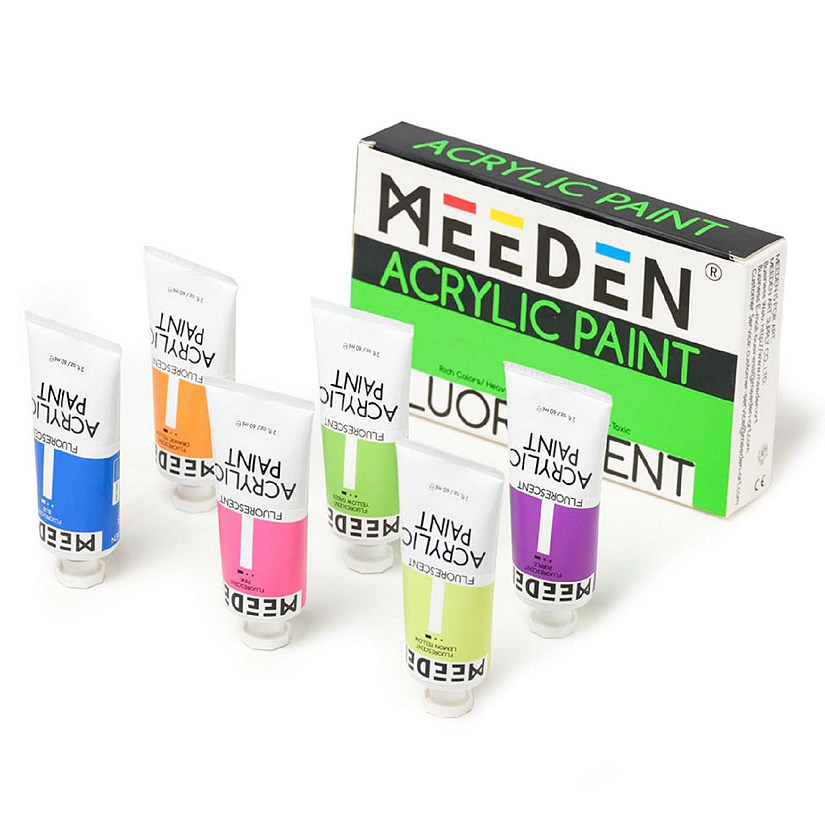 MEEDEN Fluorescent Acrylic Paint, 6 Colors Image