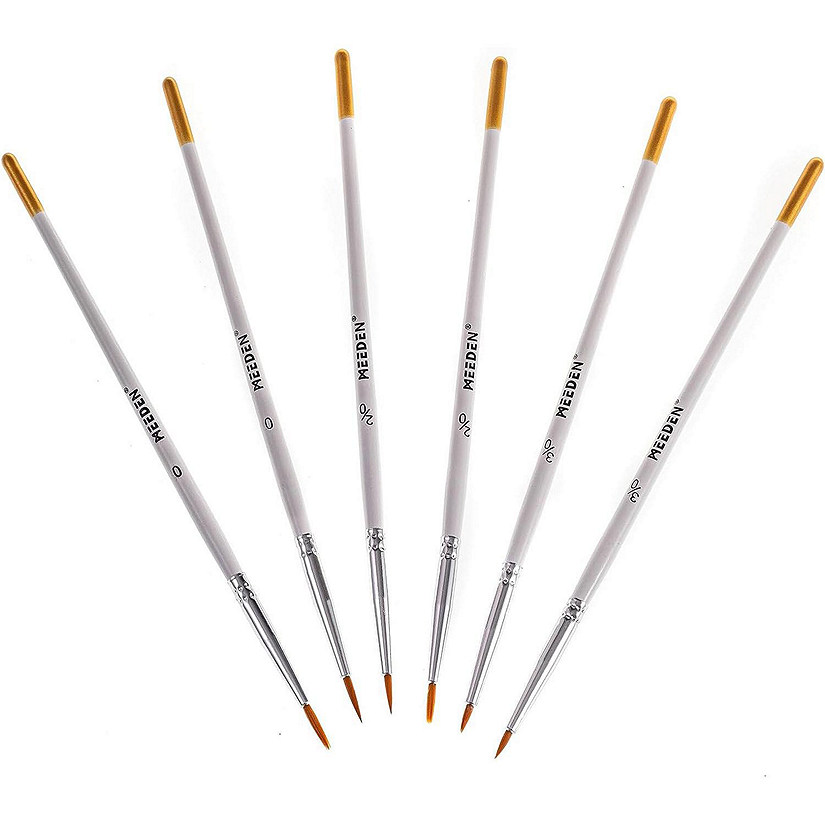 MEEDEN Miniature Detail Paint Brushes, 2/0 3/0 0 Small Fine Tip Paintbrush Set for Acrylic Watercolor Painting, Model Paint Brush, Nail Image