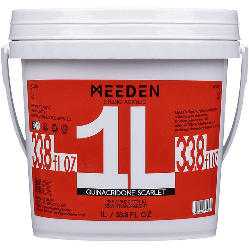 MEEDEN Quinacridone Scarlet Acrylic Paint, Heavy Body, Gloss Finish, Extra-Large 1 L /33.8 oz Non-Toxic Rich Pigments Color Image