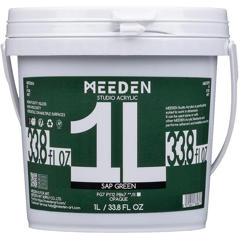 MEEDEN Sap Green Acrylic Paint, Heavy Body, Gloss Finish, Extra-Large 1 L /33.8 oz Non-Toxic Rich Pigments Image