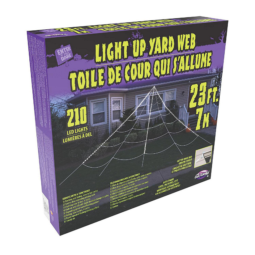 Mega 24 Foot Light-Up 210 LED Yard Web Halloween Decor Image