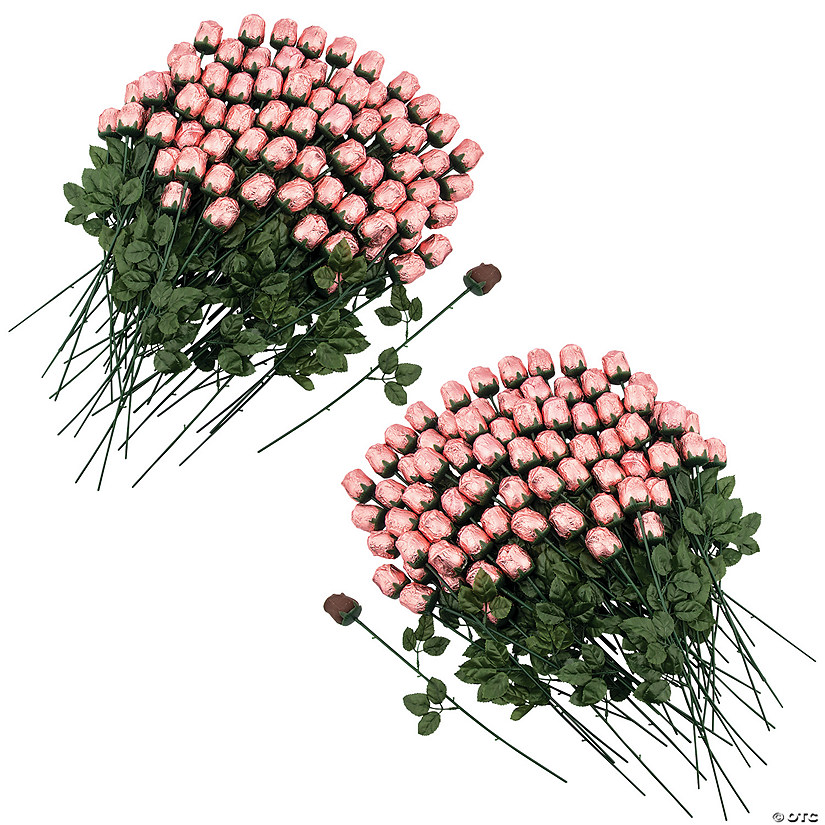 Mega Bulk 300 Pc. Pink Foil-Wrapped Chocolate Roses Image