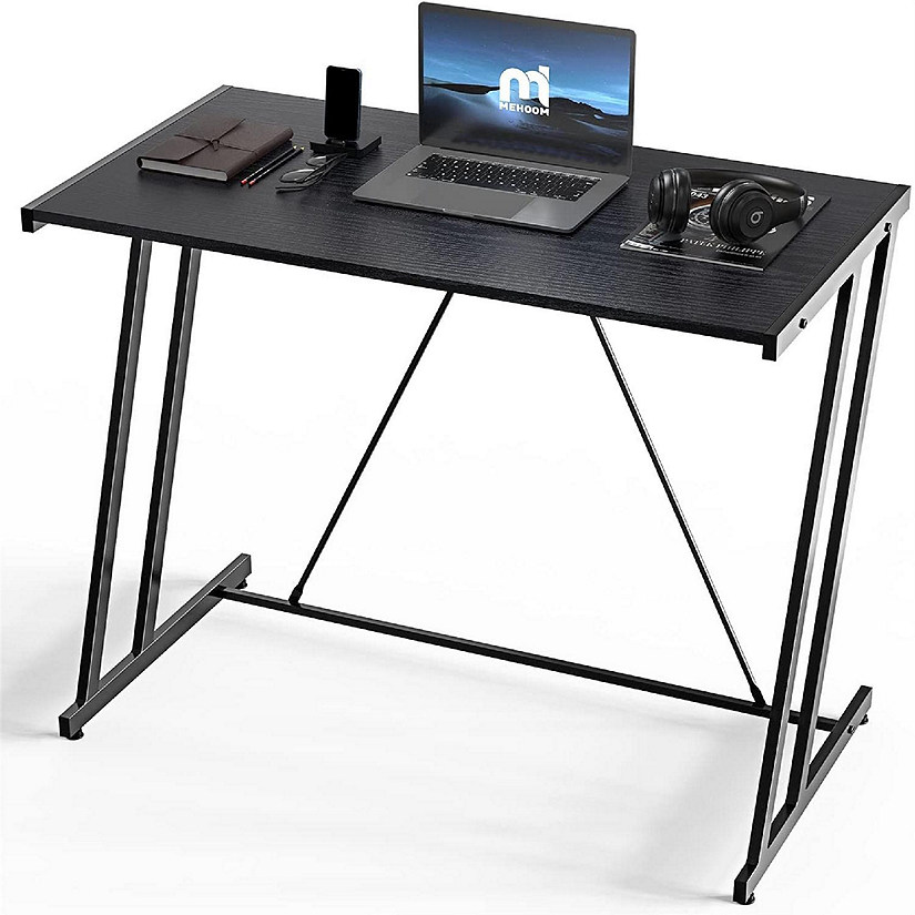 Mehoom Metal Modern Computer Study Desk for Home Office, Table, Black