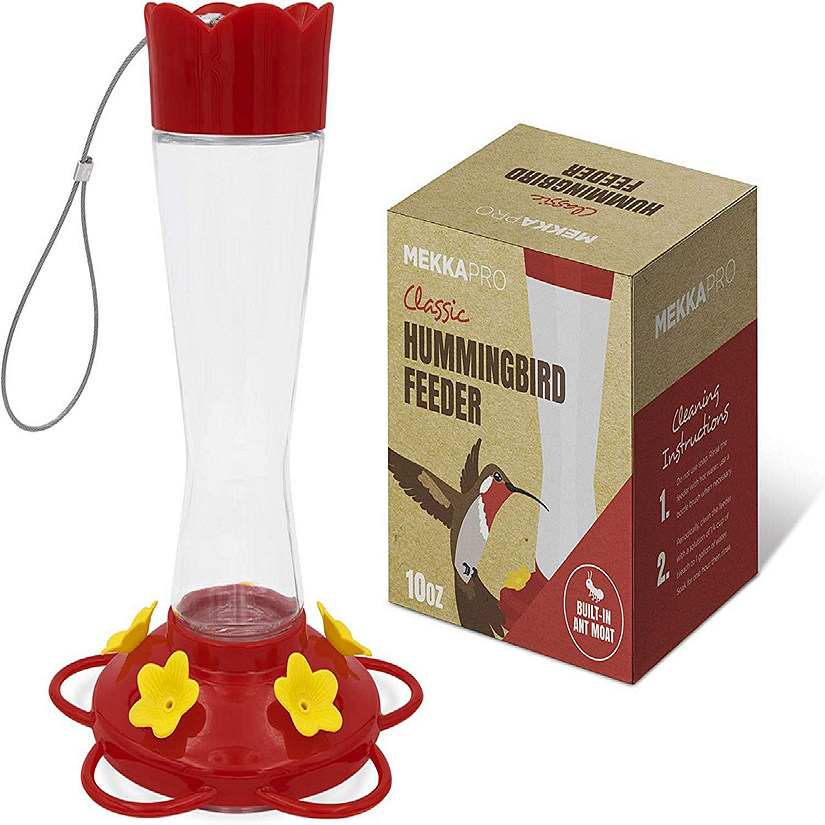 MEKKAPRO - Bright Red, Outdoor Hummingbird Feeder, 5 Hanging Nectar Feeding Stations Image
