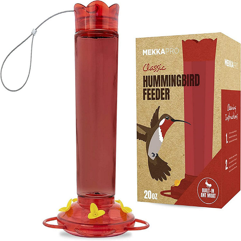 MEKKAPRO - (Red - 20 Ounce)Hummingbird Feeder, 5 Hanging Nectar Feeding Stations Image