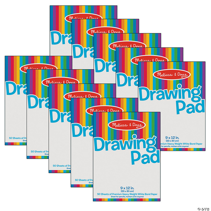 Melissa & Doug Drawing Pad, 9" x 12", White, 50 Sheets, Pack of 10 Image