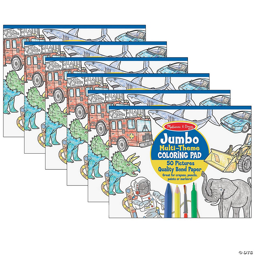 Melissa & Doug Jumbo Multi-Theme Coloring Pad, 11" x 14", Blue, Pack of 6 Image