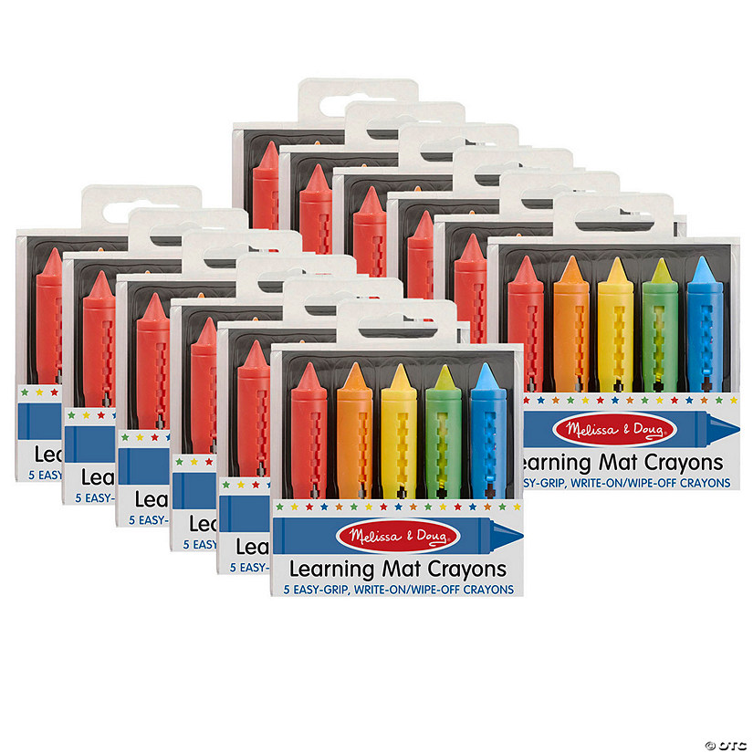 Melissa & Doug Learning Mat Crayons, 5 Assorted Colors Per Pack, 12 Packs