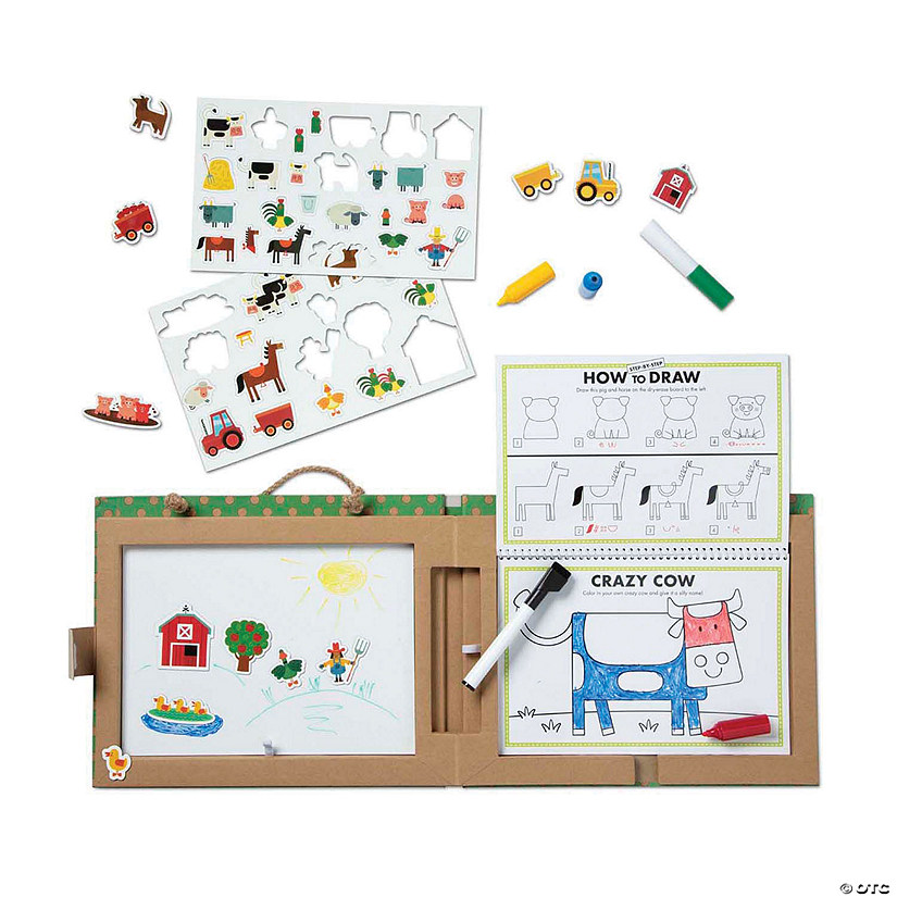 Melissa & Doug Natural Play: Play, Draw, Create Reusable Drawing & Magnet Kit - Farm Image