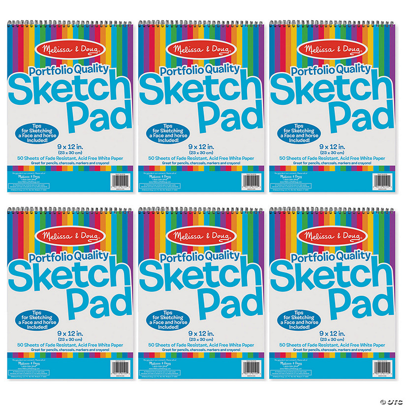 Melissa & Doug Portfolio Quality Sketch Pad, 9" x 12", White, Pack of 6 Image