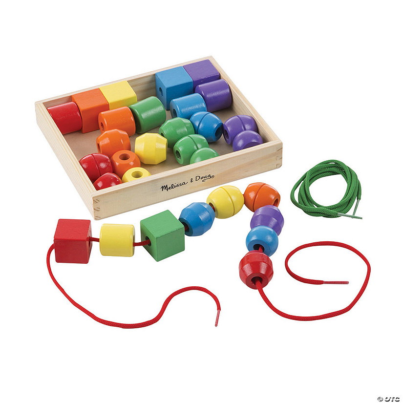 Melissa & Doug Primary Lacing Beads, 30 Beads and 2 Laces Image