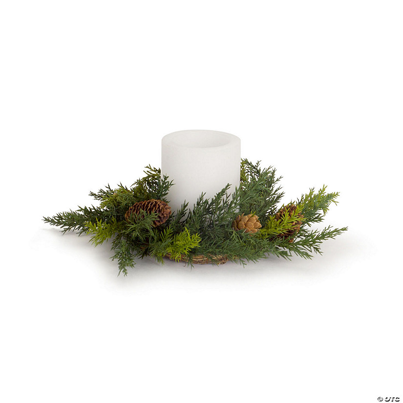 Melrose International Arborvitae Candle Ring Wreath (Set of 6) Image