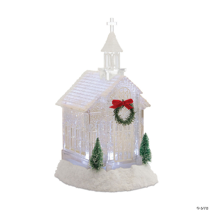 Melrose International Church Snow Globe with Timer, 10.5 Inches Image