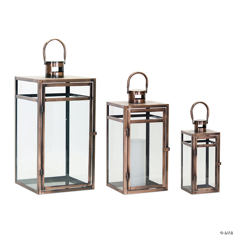 Melrose International Copper Metal Lantern (Set of 3) Image