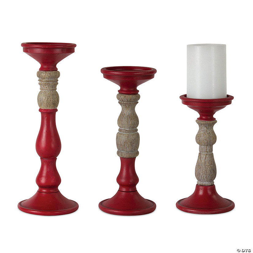 Melrose International Country Red Candle Holder (Set of 3) Image