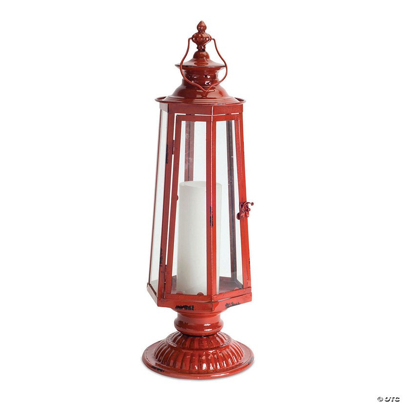Melrose International Decorative Metal Lantern- Red 24 Inches Image