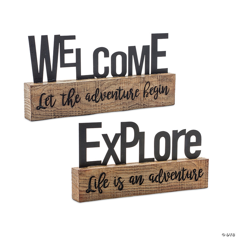 Melrose International Explore And Welcome Sign (Set Of 2) 9In Image