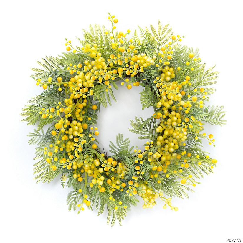 Melrose International Fern And Mimosa Wreath 27In Image